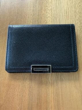 Coach Black Pebbled  Leather Card Case